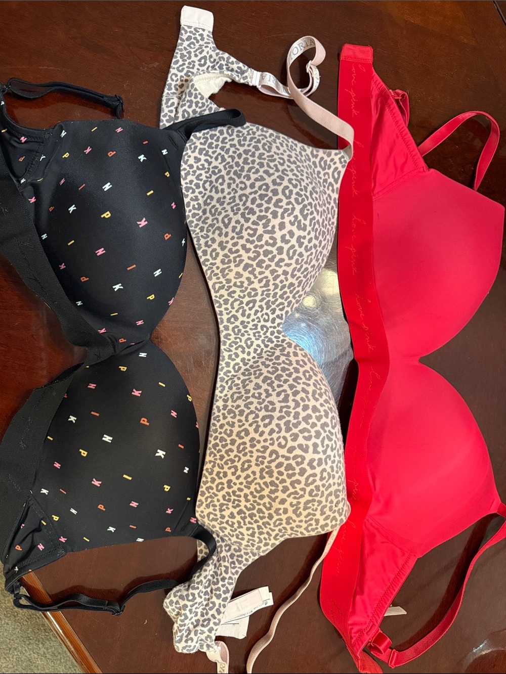 Women’s Red/leopard/black T-Shirt Bra - Victoria Secret (all 3 for $12)